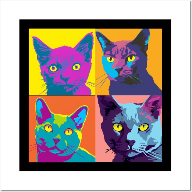 Korat Cat Pop Art - Cat Lover Gift Wall Art by PawPopArt